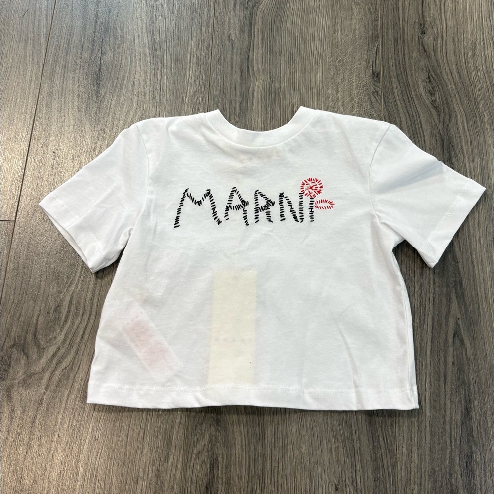 Marni White Tee with Red and Black Details